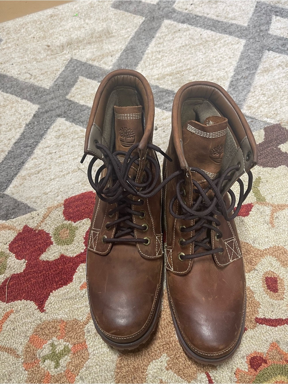 Used Timberland Men's Brown earth keepers Leather Lace-Up Boots Size 12, Great